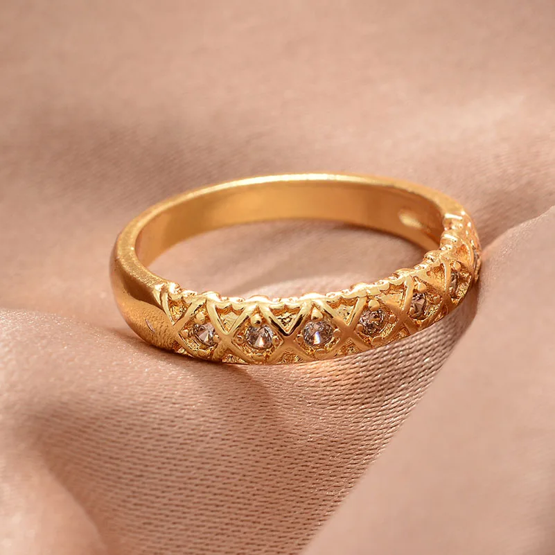

Dubai Gold Color Rings For Women Men Wedding Bride Ring African Arab Middle East Jewelry