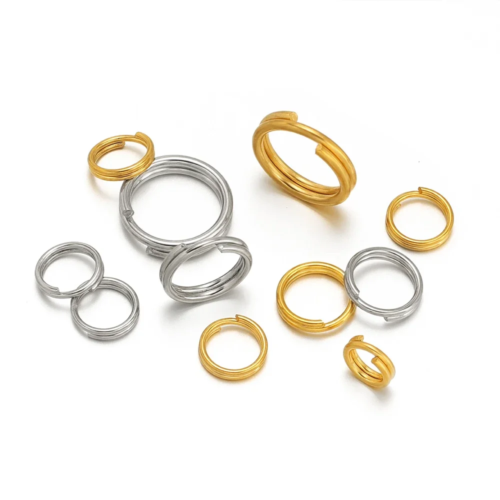 100/50 Pcs Stainless Steel 5-10mm Split Rings Open Double Loops Jump Rings Key Chains Connectors DIY Jewelry Findings Supplies