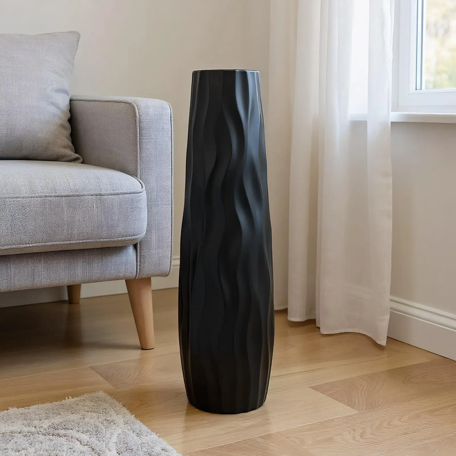 Hohe Bodenvase 3D-Relief Boden-Centerpiece Stehende Hydroponische Vase für Wohnzimmer Küche Schlafzimmer Esszimmer Eingangsbereich