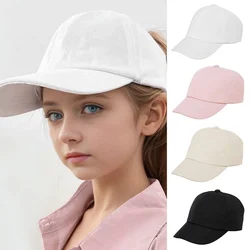 Fashion High Ponytail Hat For Kids Girls Adjustable Baseball Caps Solid Color Travel Caps Summer Sun Hat Children Peaked Caps