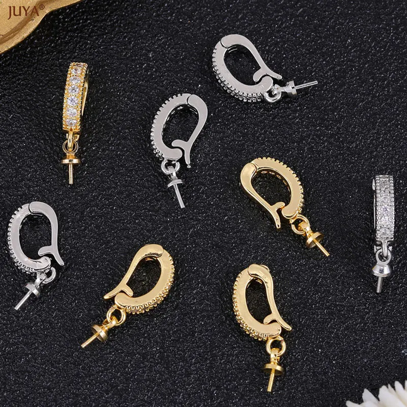 JUYA 18k Gold Silver Plated Copper Hooks Connectors Clasps Fastener For DIY Needlework Pearls Jewelry Making Accessories