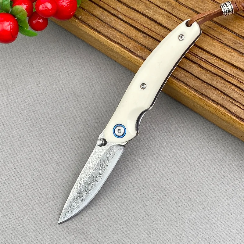 

Трансграничный складной нож из дамасской стали, портативный карманный нож для фруктов, кемпинга на открытом воздухе, уличный нож высокой твердости