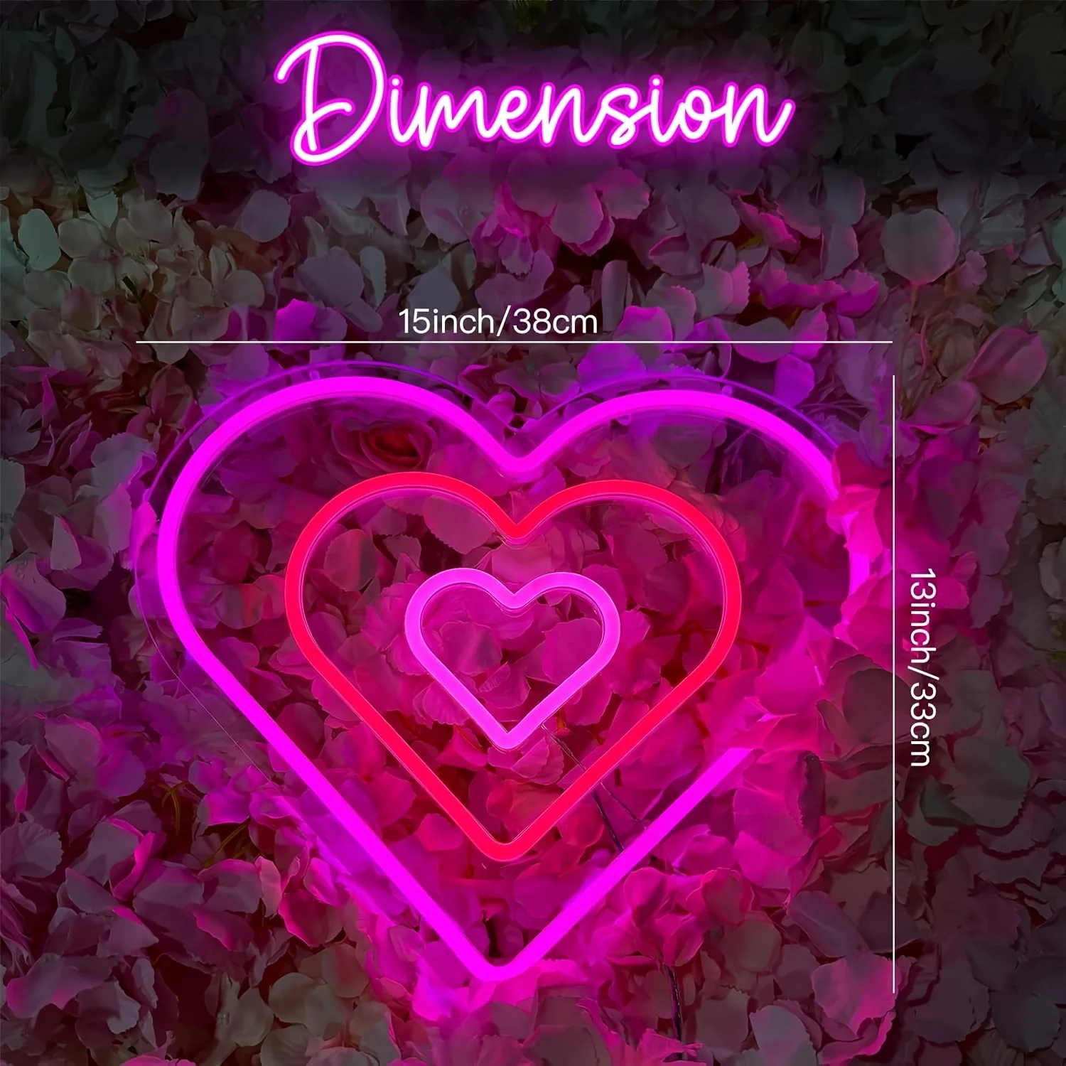 Pink Heart-shaped Dancing Neon Lights, Heart-shaped Neon Lights for Bedroom Wall Decoration, Heart-shaped Logo for Teen'S Room