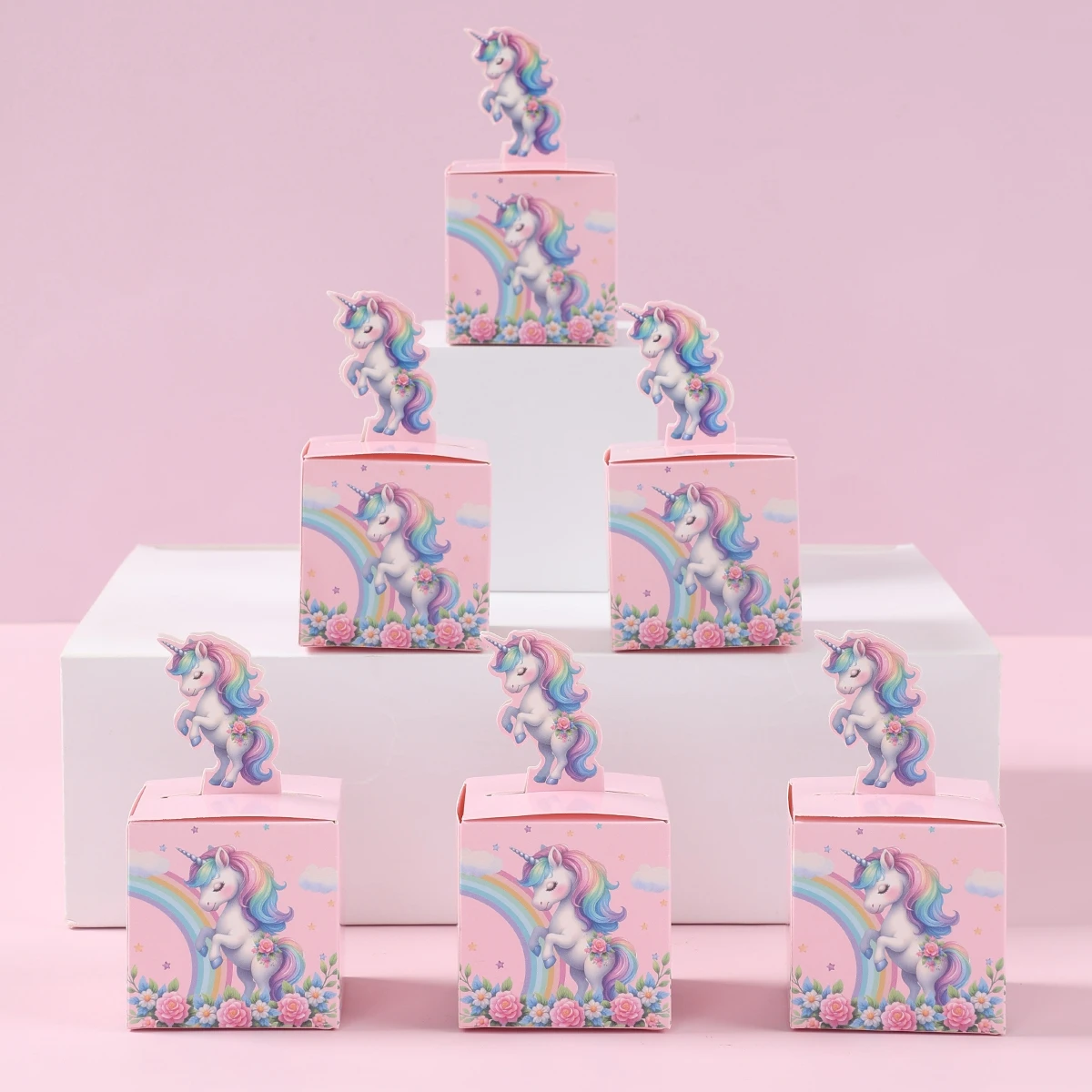 12/24pcs Unicorn 3D Paper Candy Boxes Gift Packing Box Unicorn Theme Party Decoration Kids Wedding Baby Shower Party Supplies