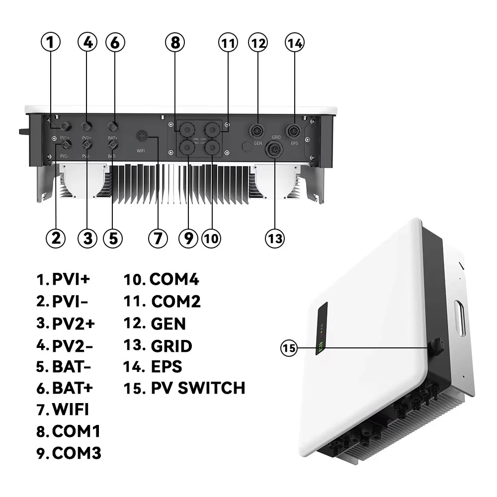 Europe Hybrid Solar 8KW 10KW 12KW Inverter Low Voltage 3 Phase Storage Inverter with WIFI Support Single & Triple AC Output