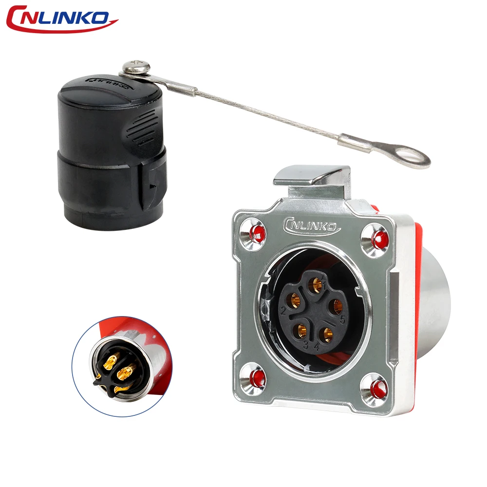 CNLINKO IP68 Waterproof Industrial Electrical Connector BD24 Metal Shell 5/14 Pin Panel Mount Snap-on for Power/Transportation