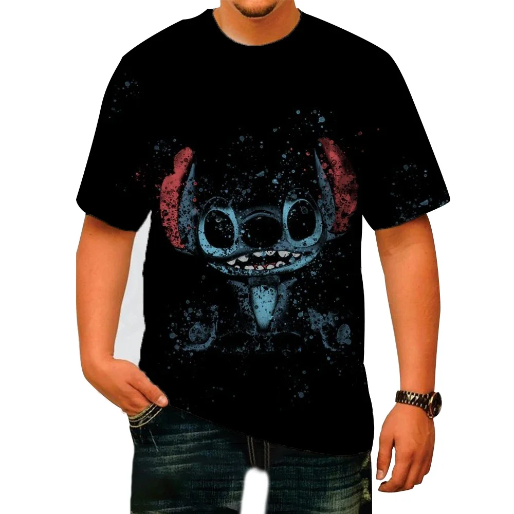

Leisure Lilo & Stitch T-Shirts Men Women Crewneck Pure 3D Printing T Shirt Distressed Portrait Tee Plus Size Clothe