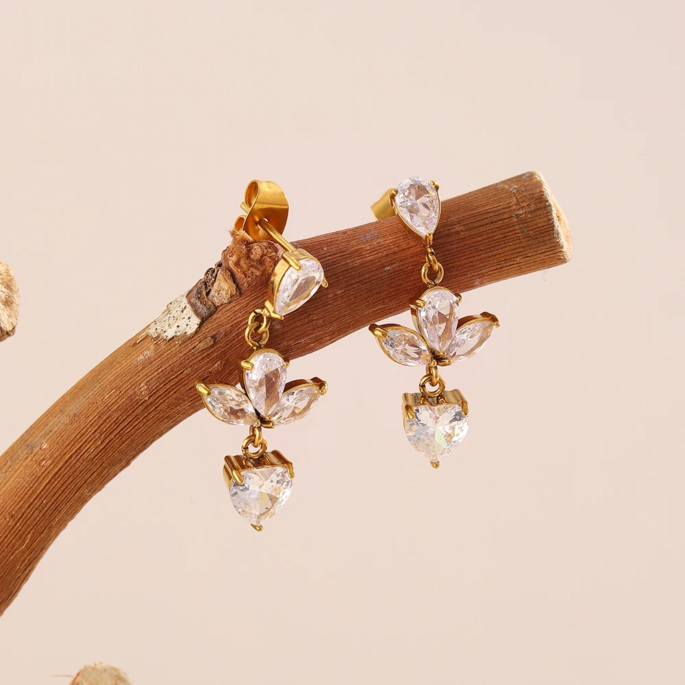 

Women's Stainless Steel Plated 18K Gold Geometric Mini Zircon Earrings Fashionable Jewelry Gift