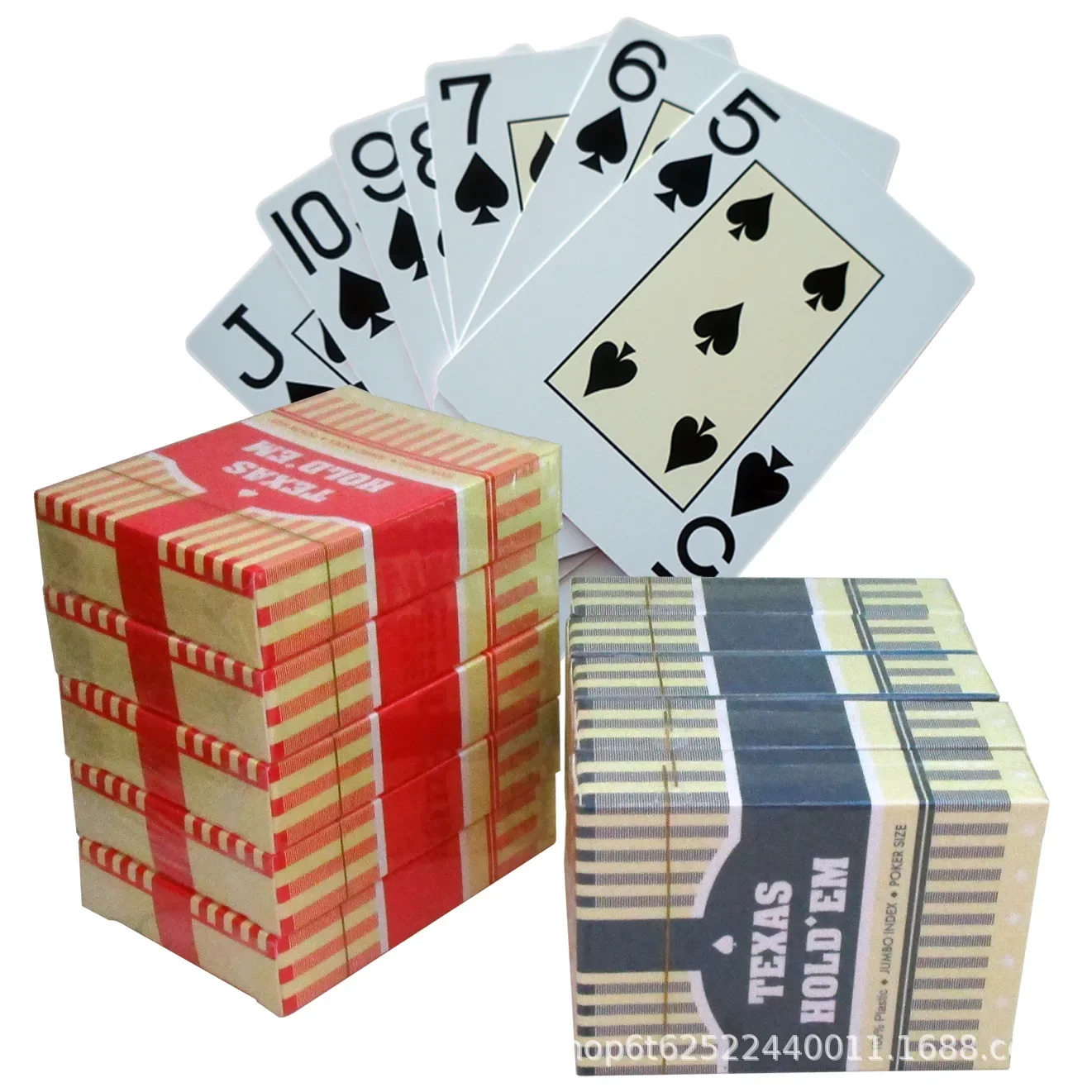 Texas Holdem Large Character Plastic Poker Cards 63*88 Size 56 Pieces Waterproof Wear-resistant Back Scrubbed Surface