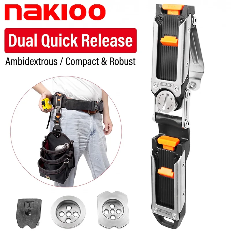 NAKIOO Dual‑Action Tool Quick Hook Buckle Drill Belt Clip Tool Belt Modification Adapter for Electric Drill Tool Pouch Waist Bag