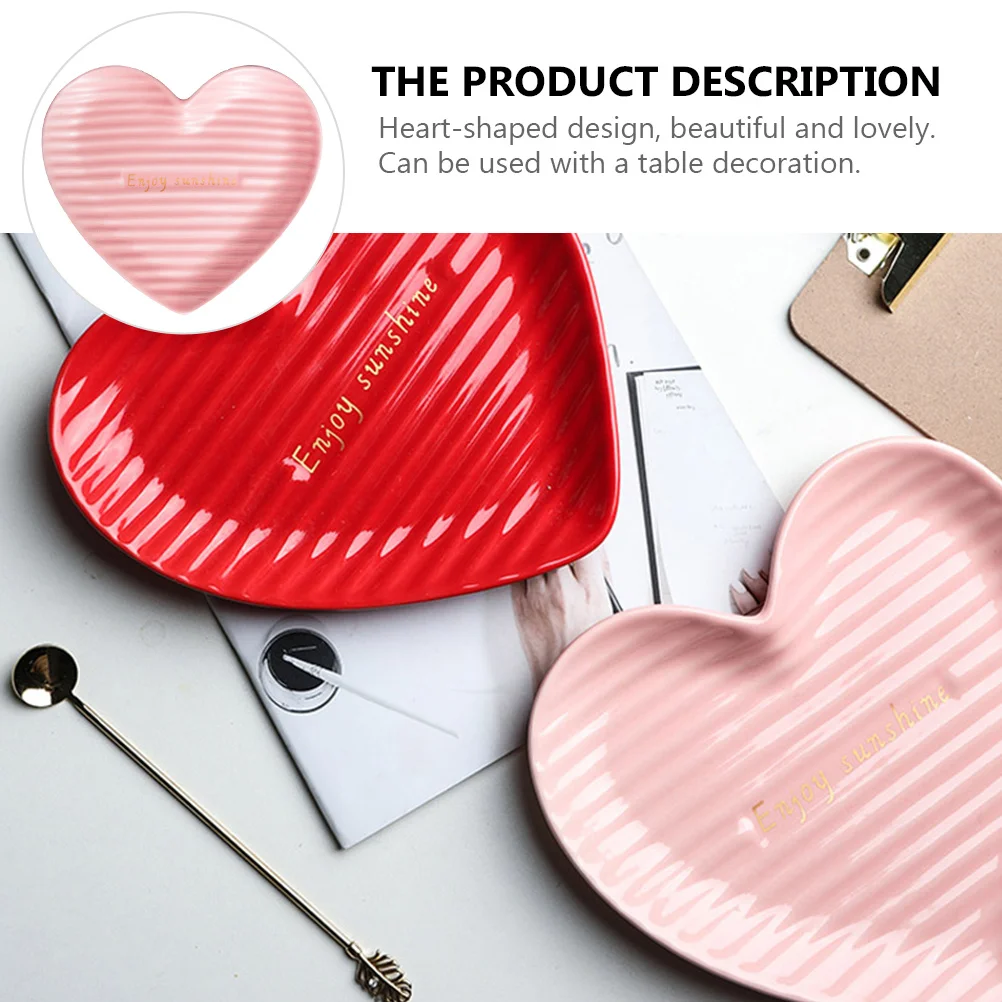 1Pcs Love Shape Ceramic Plate Smooth Edge Food Dish for Steak Dessert Fruit Salad Serving Household Tableware Decor Item