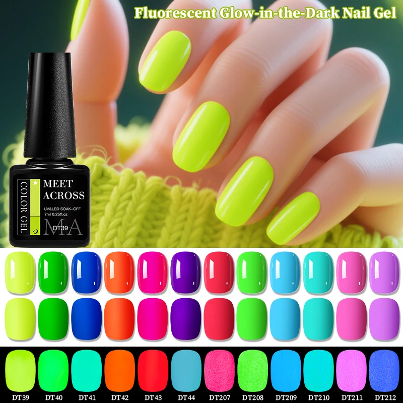 Fluorescent Glow-in-dark Gel Nail Polish Neon Color UV LED Nails Gel Soak Off Luminous Nail Art Gel For Summer Nail Supplies DIY