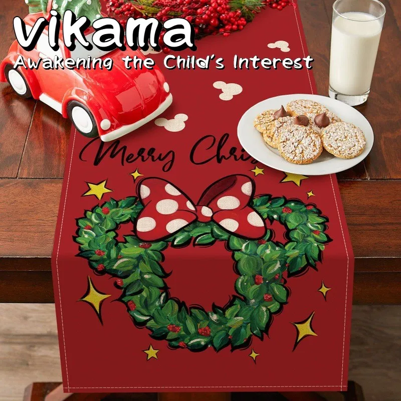 VIKAMA Weihnachts-Tischläufer, hitzebeständige Tischdecke, Urlaubsdinner, Party-Dekoration, unverzichtbarer Tisch für Zuhause, Urlaubsdekoration