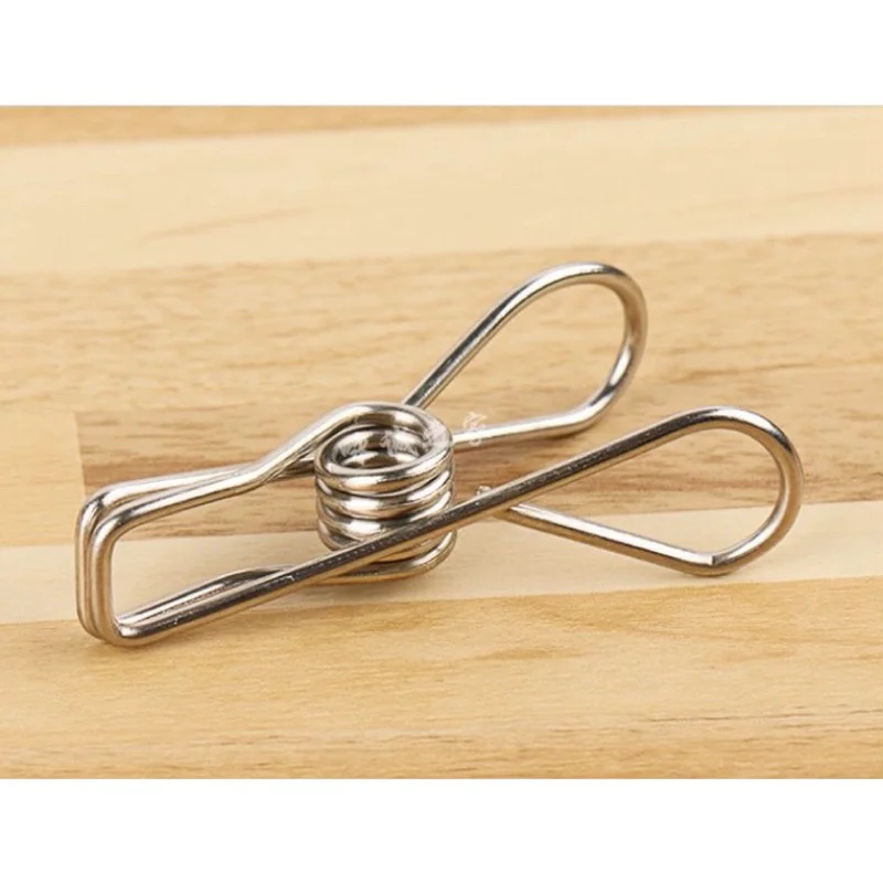 20pcs Stainless Steel Clothes Pegs Home Hanging Clips Pins Laundry Windproof Clamps Clothing Clamps Sealing Clip Cloth Organizer