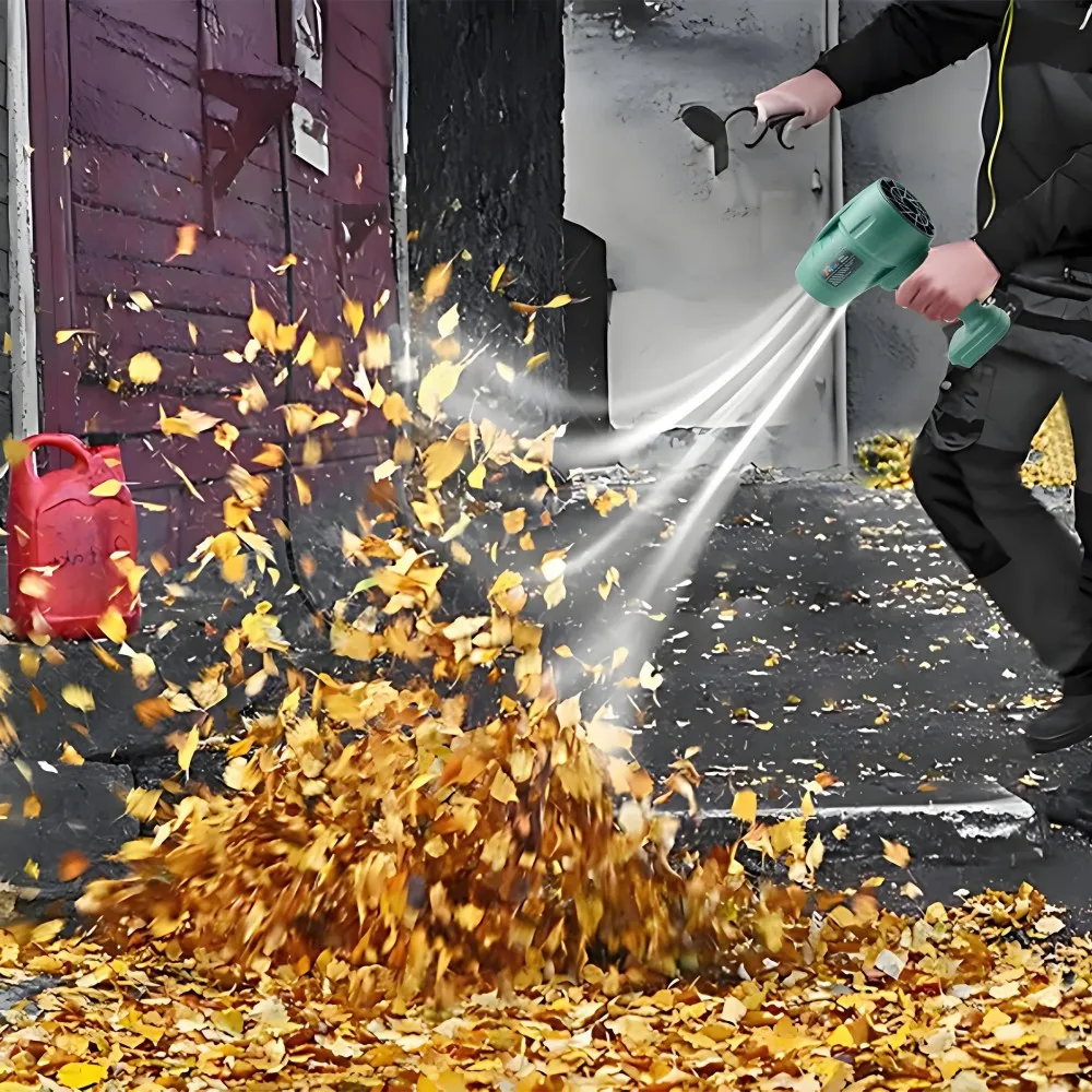 Kipas Turbo peniup udara kuat dengan dorong 500g untuk membersihkan daun jatuh, salju dan pasir dengan baterai 21V Makita