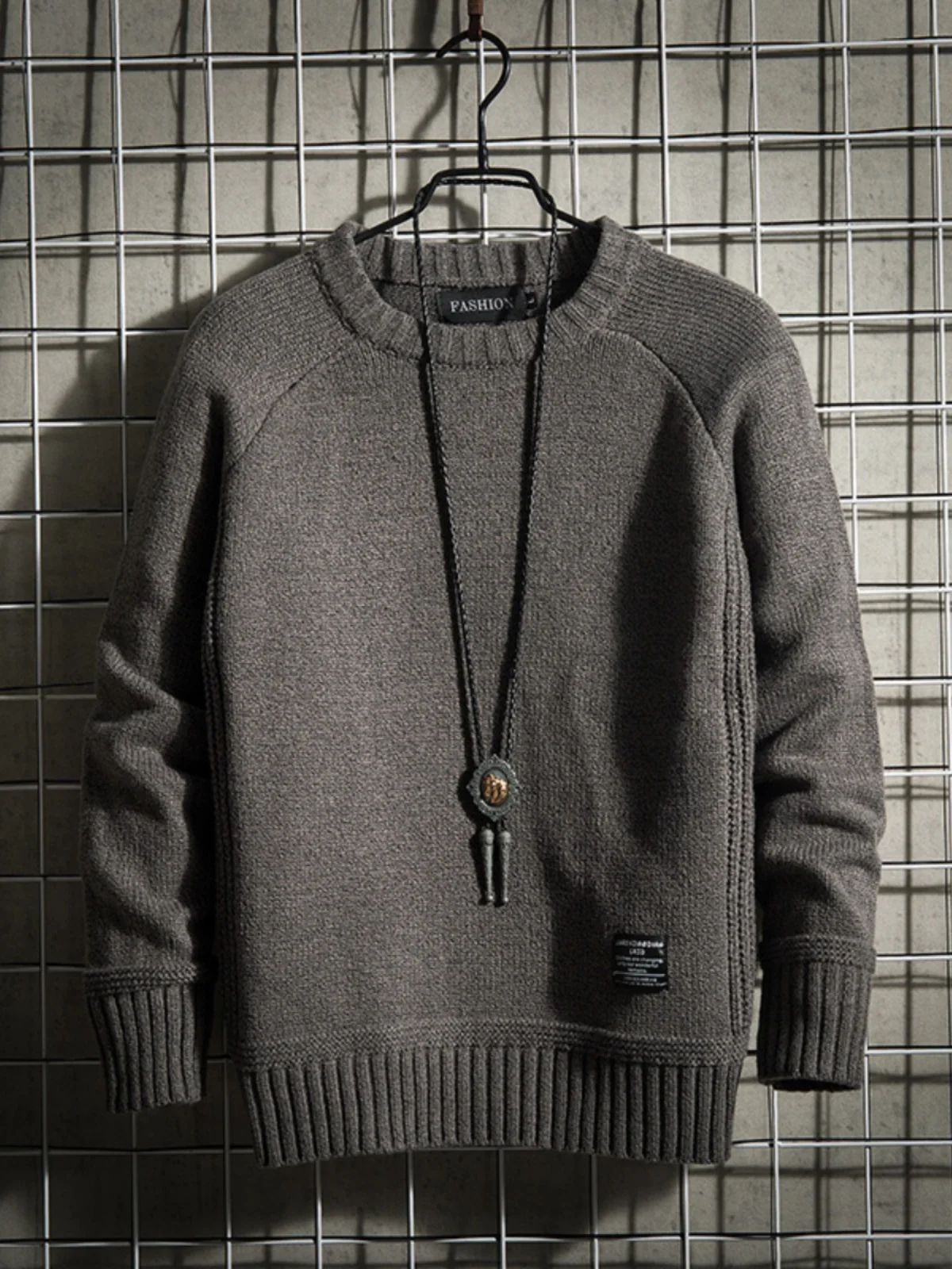 

Мужской свитер оверсайз из трикотажа с круглым вырезом, в стиле ретро, повседневный, осенний, модный, из полиэстера, с длинными рукавами