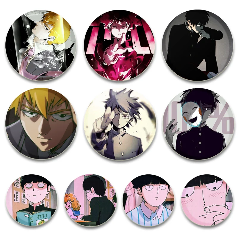 Anime SMob Psycho 100 Brooches Shigeo Kageyama Shadou Law Takane Tsubomi Cartoon Badge Jacket Jeans Lapel Pins Gifts Accessories