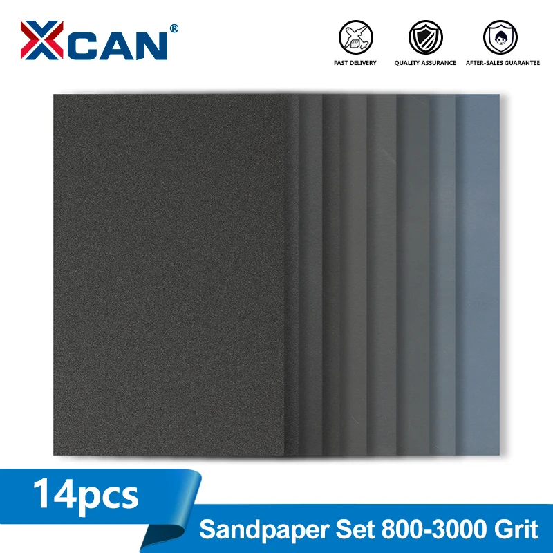 

XCAN 14 шт./компл. наждачная бумага 800/1000/1200/1500/2000/2500/3000 зернистость влажная и сухая шлифовальная бумага абразивные инструменты для полировки