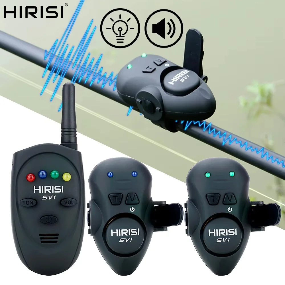 Hirisi – ensemble d'alarme pour appâts de pêche, avec étui Portable, indicateur lumineux de morsure, accessoires de pêche à la carpe de haute qualité SV1