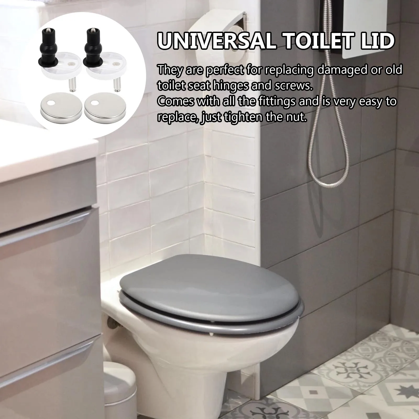 

1Set Toilet Seat Hinge Set Heavy Duty Stainless Steel Fixings Replacement Parts for Broken Or Worn Out Toilets Easy Install No