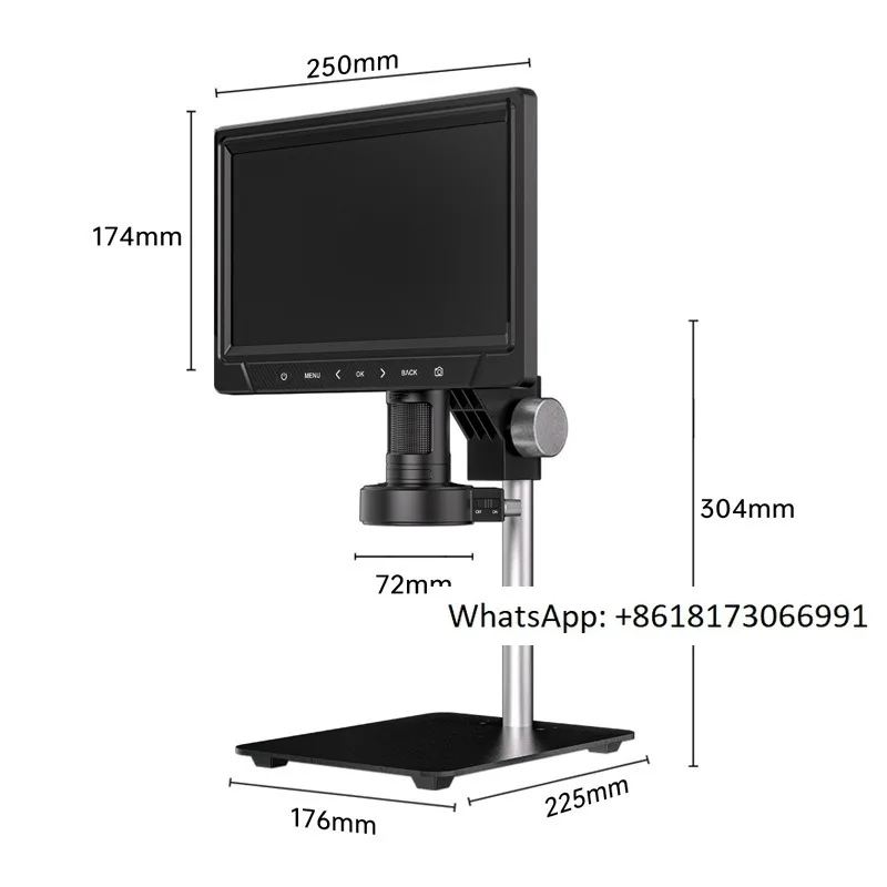 HD 10.1-inch screen USB 1600x electron microscope desktop digital magnifying glass 30 high brightness circular lights