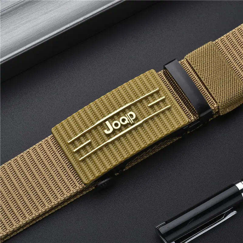 New Belt Men\'s Canvas Nylon Toothless Automatic Buckle Simple Belt Generous and Versatile