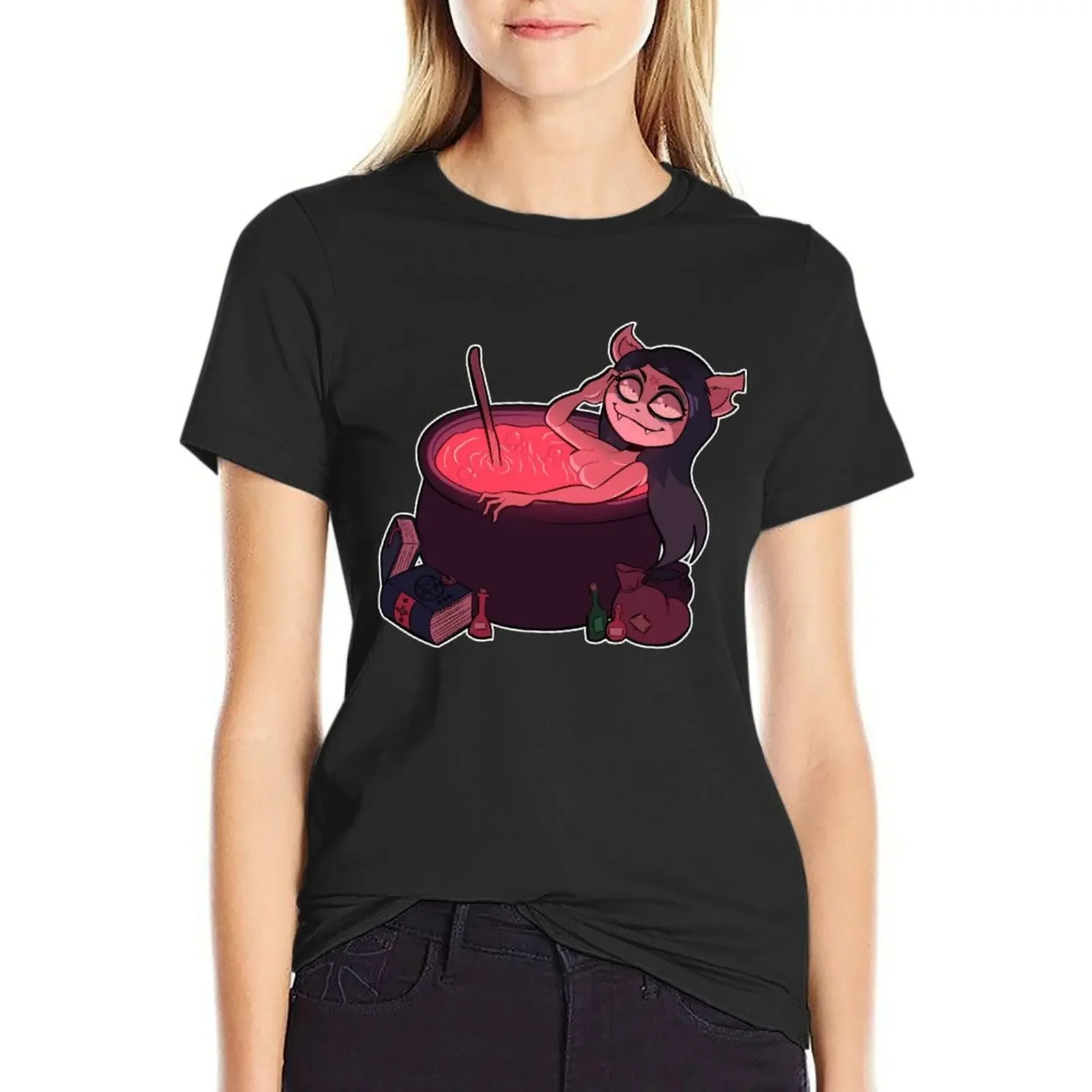 

Claire Taking A Bath T-Shirt plus sizes summer top Short sleeve tee cropped t shirts for Women
