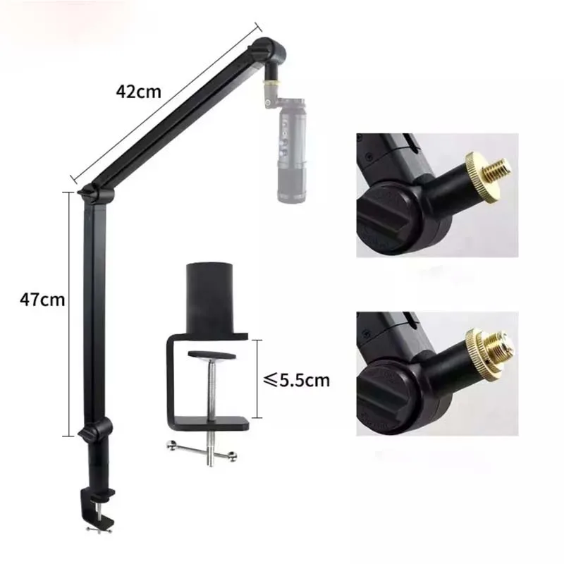 Microphone Stand Professional With Cantilever Swing Adjustment Fixed Design Of Power Cable Trough Metal Microphone Stand