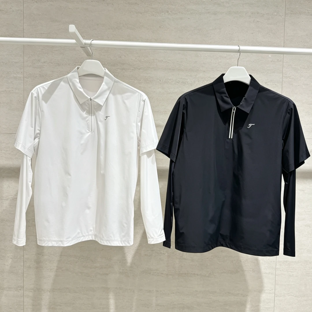 Men's Golf Long Sleeve Polo Shirt 2026 Summer New Korean Style Faux Two-Piece Design Ice Silk UV Protection Sporty Breathable