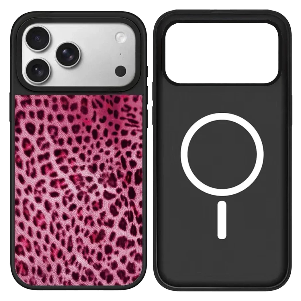

Creative Pink Leopard Pattern Mirror Surface Magnetic Case: Compatible with IPhone 17 16 15 14 13 12 Pro Max 17 Air