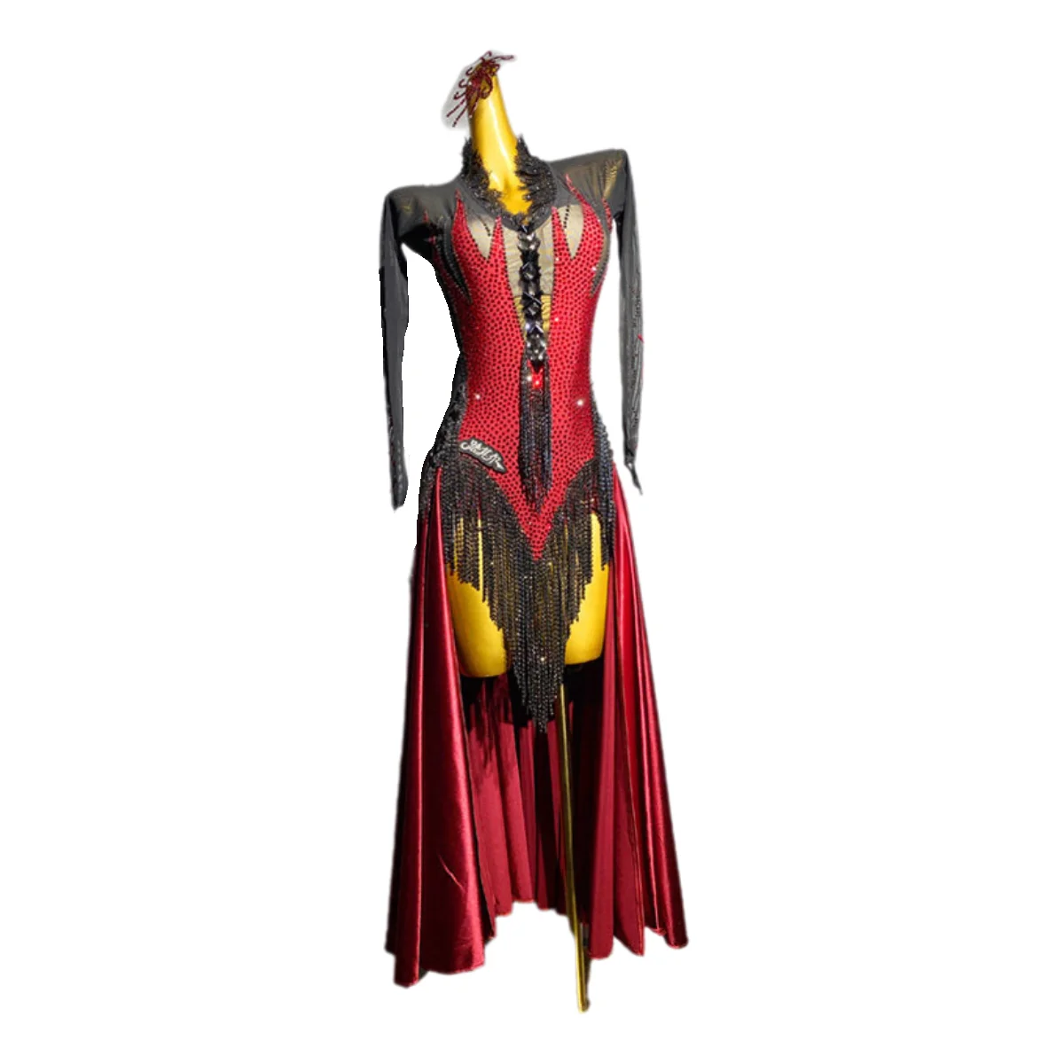 Latin Dance AB Stone Female Adult Children High-End Customized Two-Color Bullfighting Tango Team Performance Dress