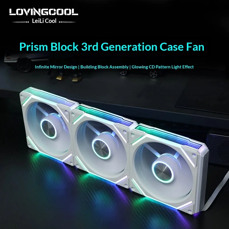 Fmouse Prismbrick Computer Case Fan 3rdgeneration 4prowireless Splicing Argb Pwm Temperature Control For Seaview Room Pc Cooling