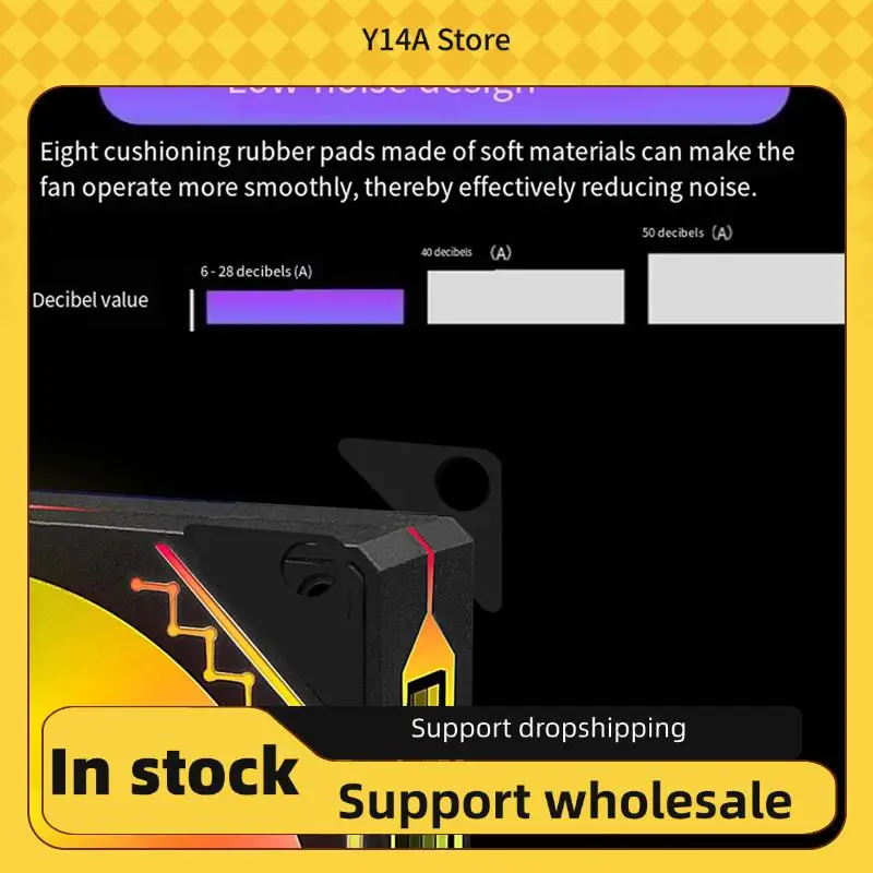 

Y14A ARGB Охлаждающий вентилятор Вентилятор для корпуса компьютера 12 см 5 В 4 контакта ШИМ Тихий охлаждающий вентилятор 800-1600 об/мин для ПК Компьютер