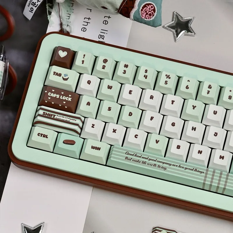 

Набор кастомизированных PBT-кейкапов с темой «Мятный десерт», сублимационная печать, профиль Cherry, для механических клавиатур