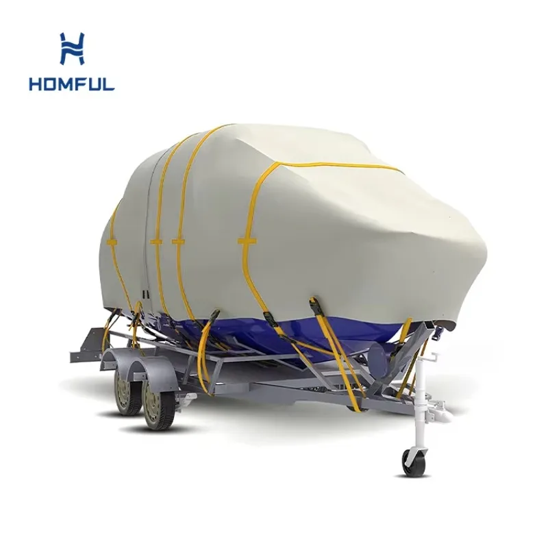 

STLF HOMFUL Waterproof 600D Boat Cover Marine Grade Polyester Canvas Trailerable T-Top Boat Cover