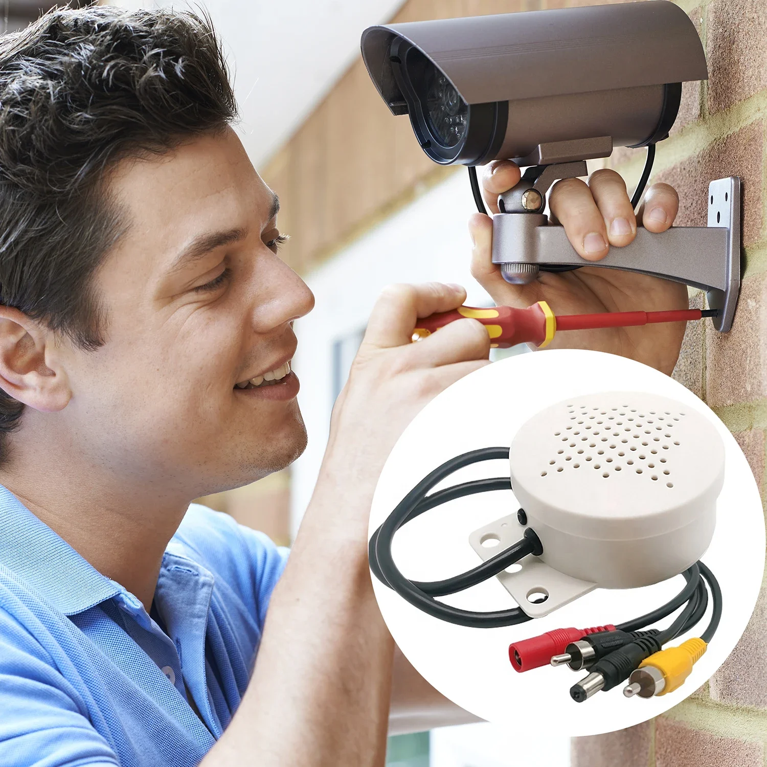 Waterproof Mini Amplifier Microphone Speaker High Sensitive Two Way Audio Input/Output Mic for CCTV Security Camera DVR System