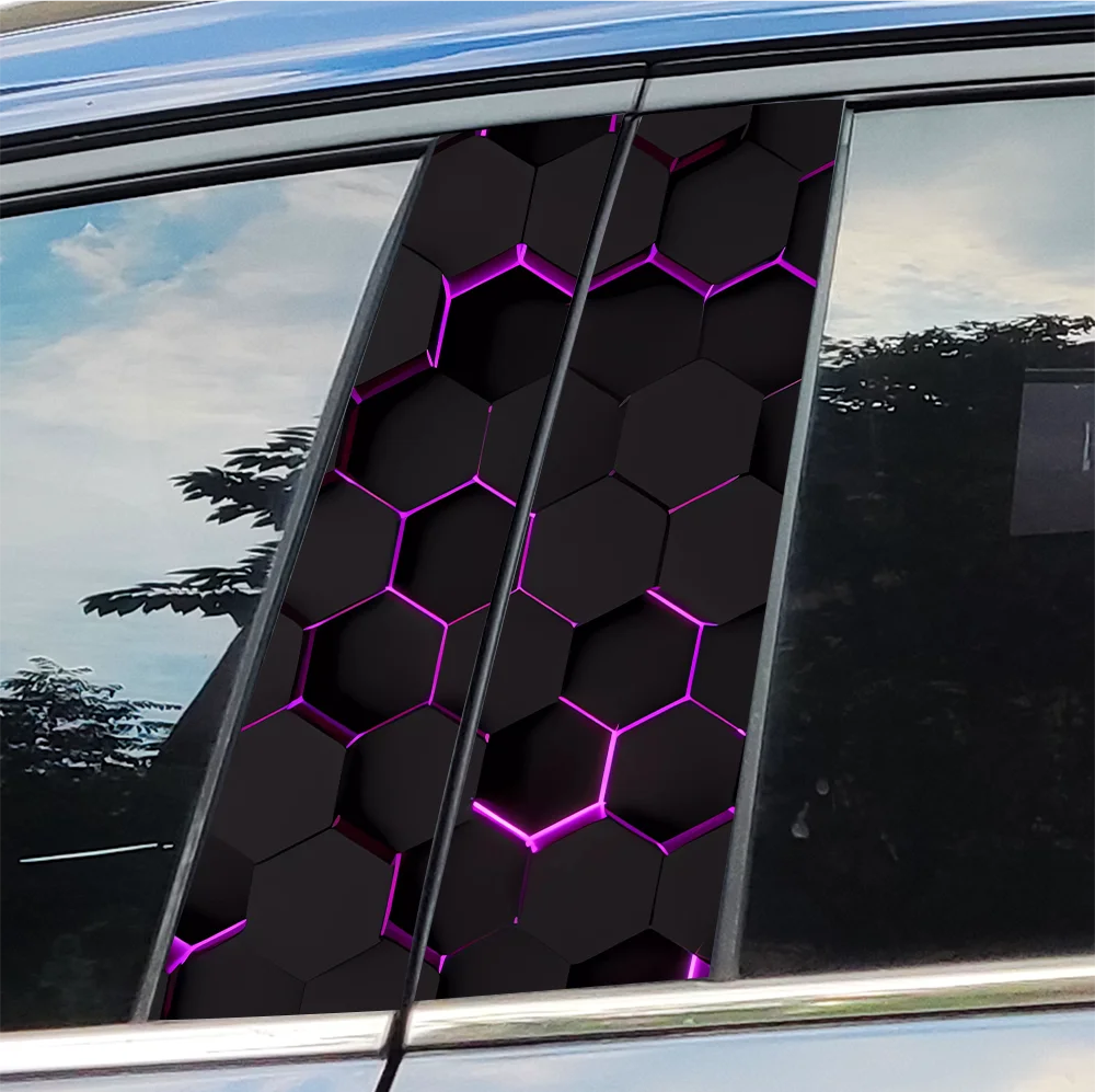 Honeycomb Car Stickers Funny Auto B Pillar Waterproof Decoration DIY Cover Car Doors Pillar Sunscreen Decals Auto Accessories