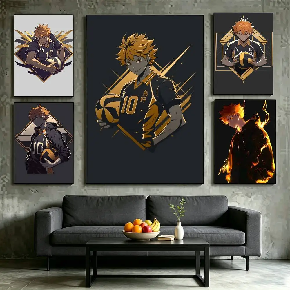 Anime H-Haikyuu Shoyo Hinata Poster Waterproof Wall Art Sticker For Bar Living Room Vintage Decor High Quality Print Gift
