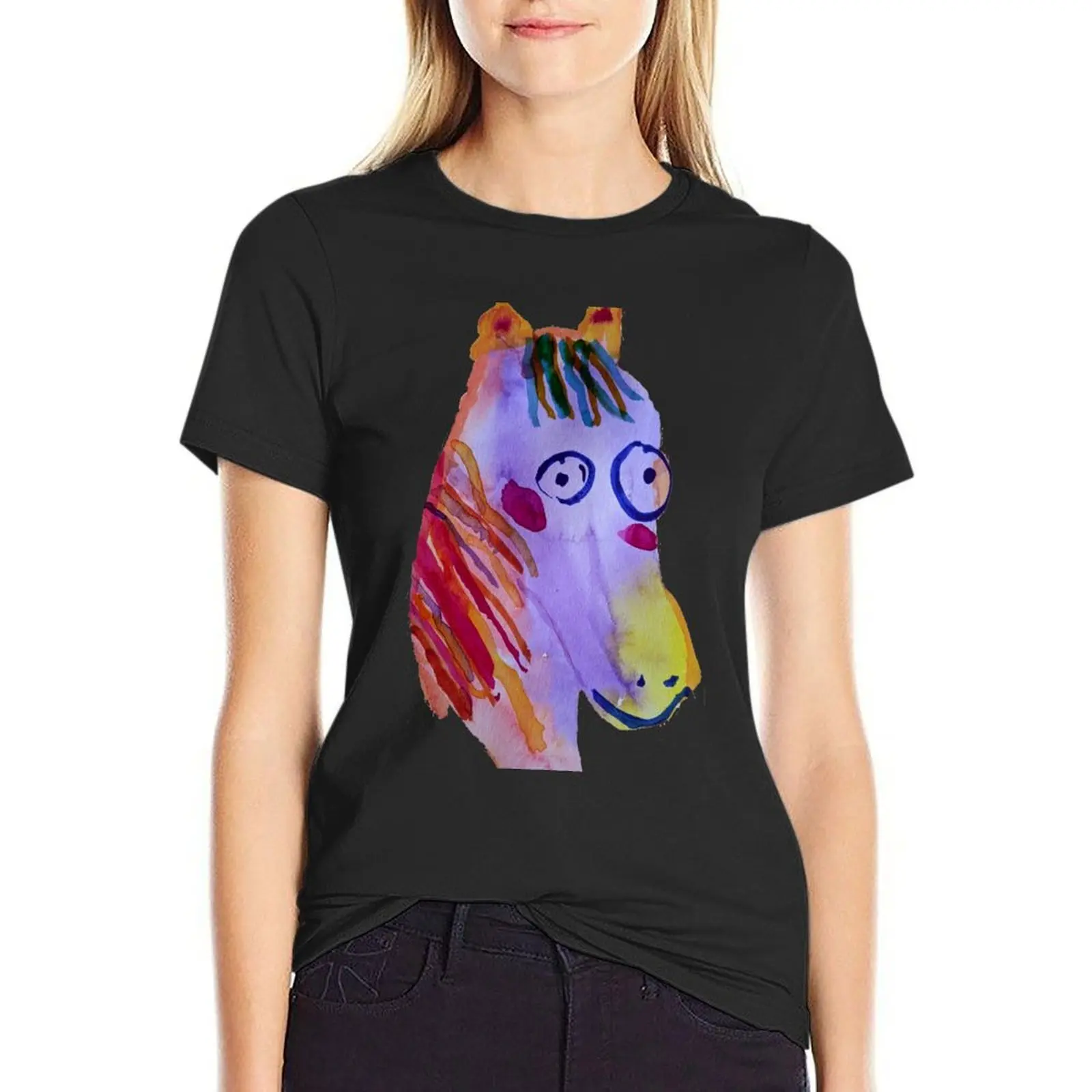 

A Horse for Rebecca in Watercolors T-Shirt lady clothes summer top graphics luxury designer clothing Women