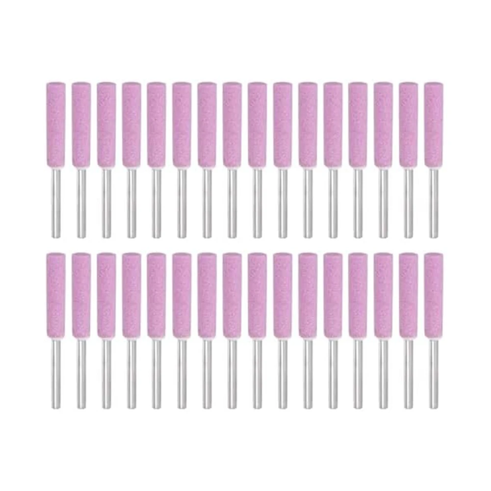 32 Pcs Pink Emery Sharpening 120 Grit For Chainsaw Grinder File Tool Metal Wood Plastic Polishing Rotary Bit Set