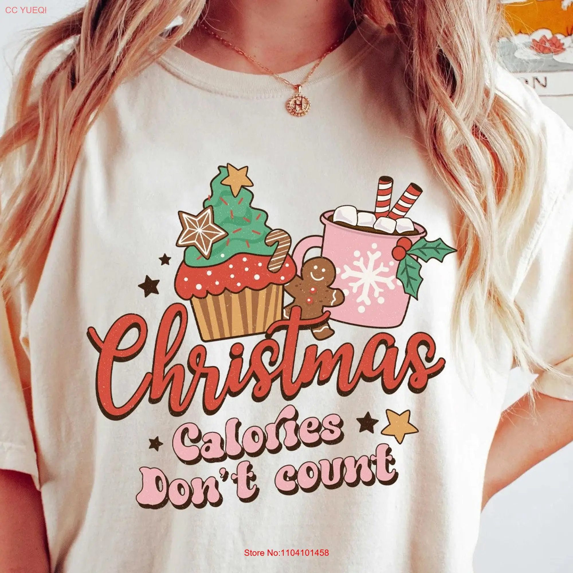 Christmas Calories Don't Count Retro Womens Top Festive T Shirt long or short sleeves