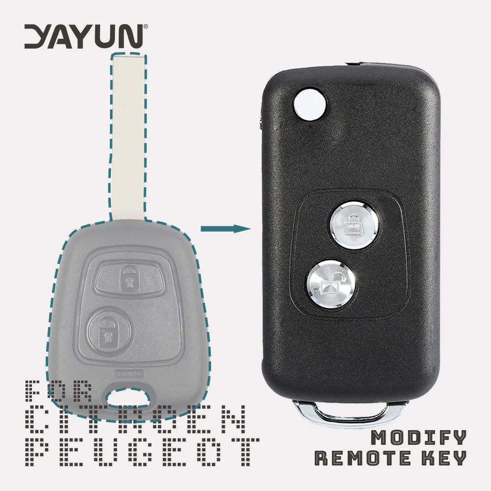 

YAYUN Modified 2 Buttons Flip Key Case Fob Shell Cover Fob Cover ForCitroen C1 C2 C3 ForPeugeot 206 306 307 HU83 Blade