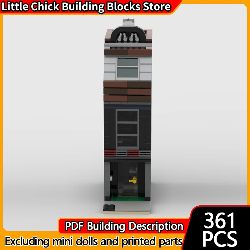 

Модель City Street View MOC, строительные кирпичи, маленький триплексный дом, модульная технология, детские праздничные подарки, сборные игрушки, костюм