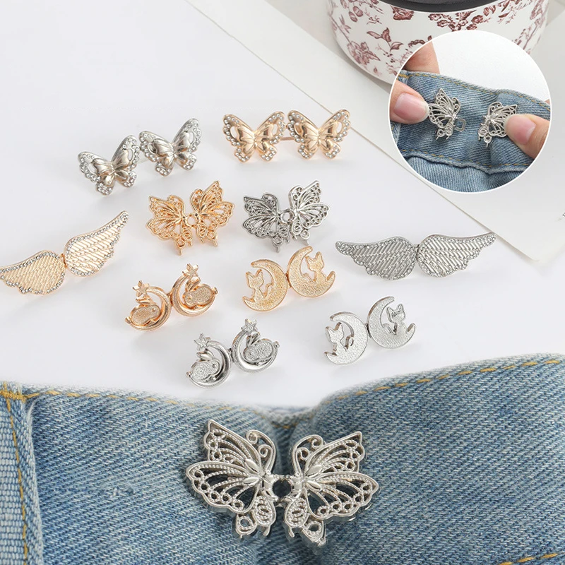 Adjustable Clasp Jeans Detachable Buckle Pin Fashion Butterfly Wings Pants Button Waist Tightening Clip Clothing Accessories