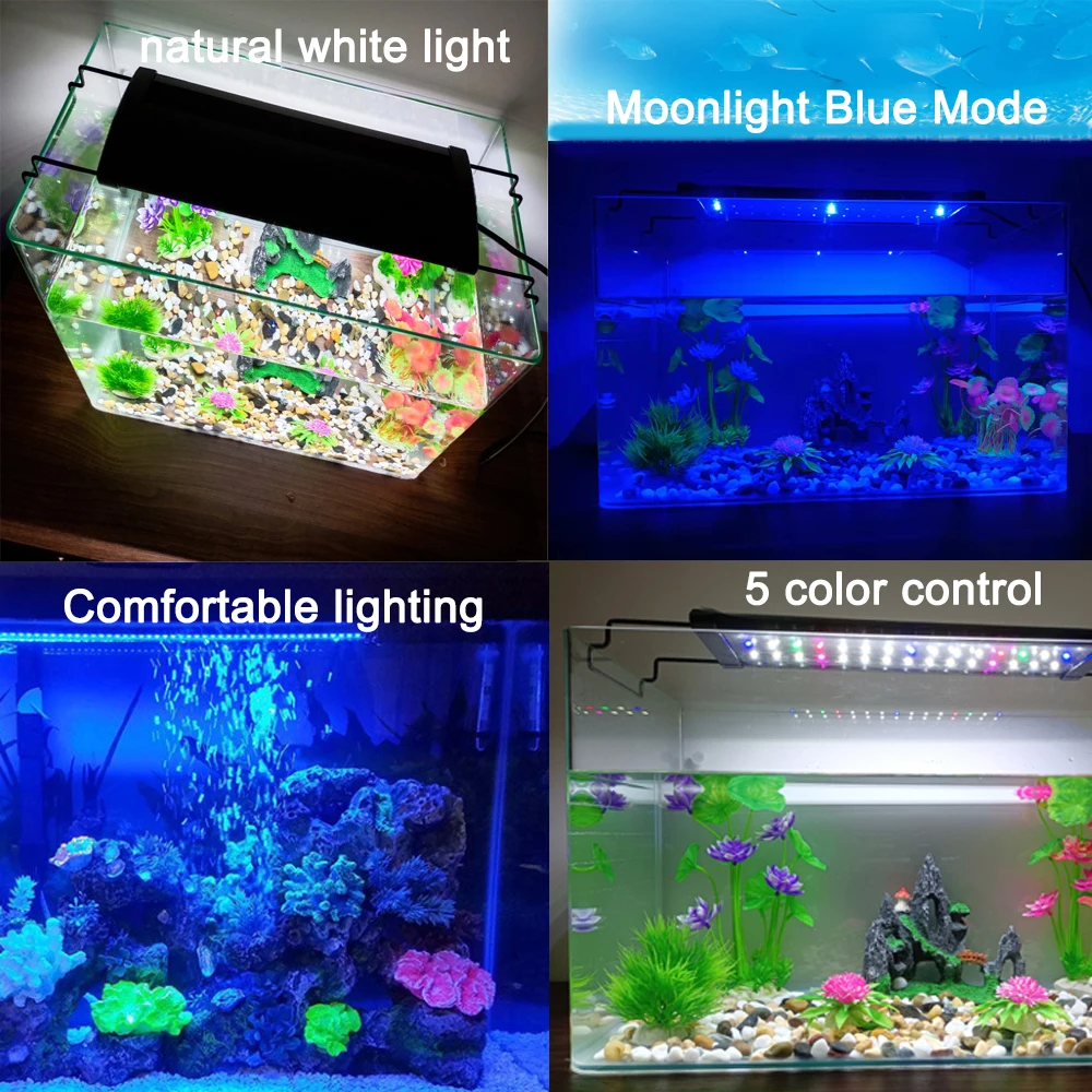 60-105cm LED Aquarium Light with Timer Waterproof Clip Fish Tank Light Lamp Aquariums Decor Lighting Planted Lighting