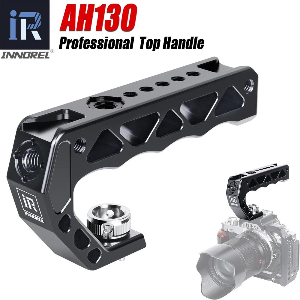 

INNOREL AH130 Top Handle with 3/8" ARRI Locating Pins, Comfort Ergonomic CNC Aluminum Alloy Grip for Camera Cage, Max Load 10kg