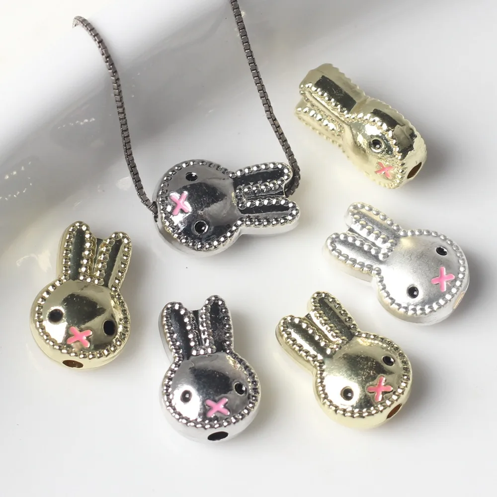 10pcs Alloy Cute Animal Rabbit Septal beads Pendant Ornament Necklace Bracelet Jewelry Making DIY Handmade Accessories Supplies