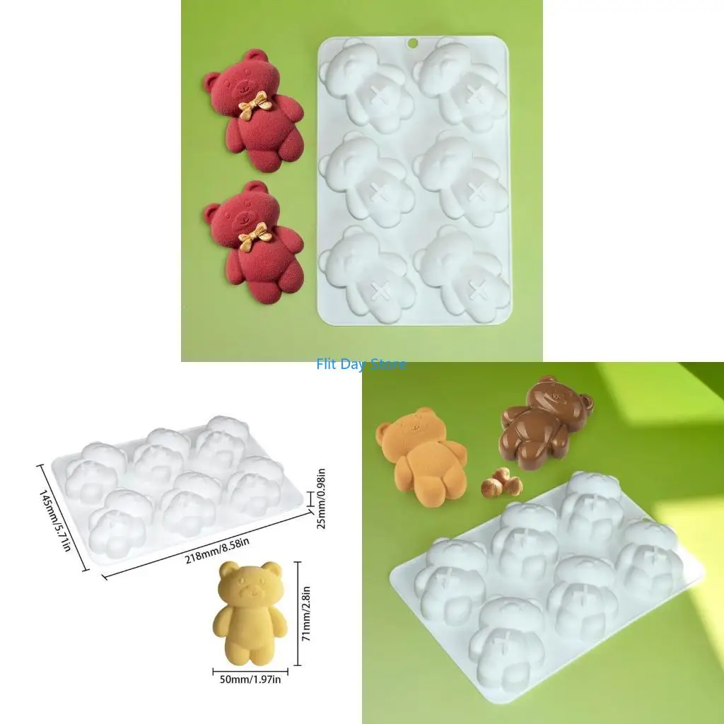 F92C Silicone Bear Mold for Muffins Cupcakes Puddings Baking Mould Nonstick Bakewares