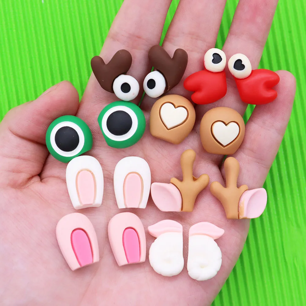 Single Sale 1pcs Resin Shoe Charms Kawaii Rabbit Swan Frog Giraffe Fit Wristband Slipper Accessories Kid Party Xmas Gift