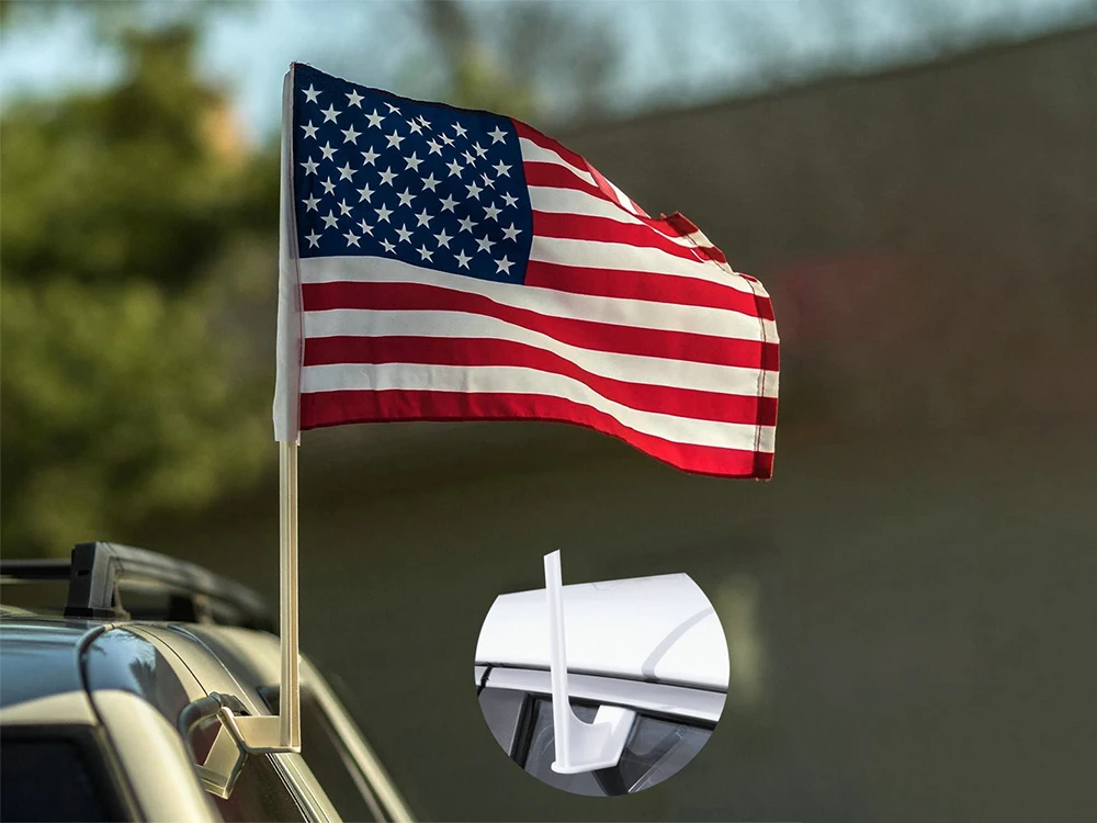 superonezxz new 30x45cm American car flag 12x18inch USA window flag bearer standard-bearer waving flags with plastic flagpole